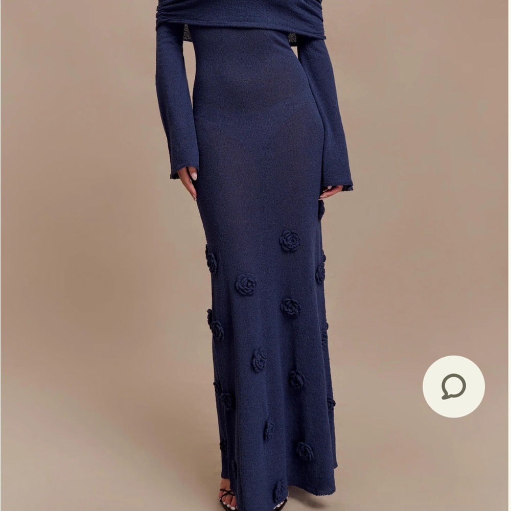 Meshki Navy Maxi Dress with Rosette Details
